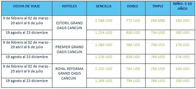 Combinado-México-Cancún-Inolvidable costos